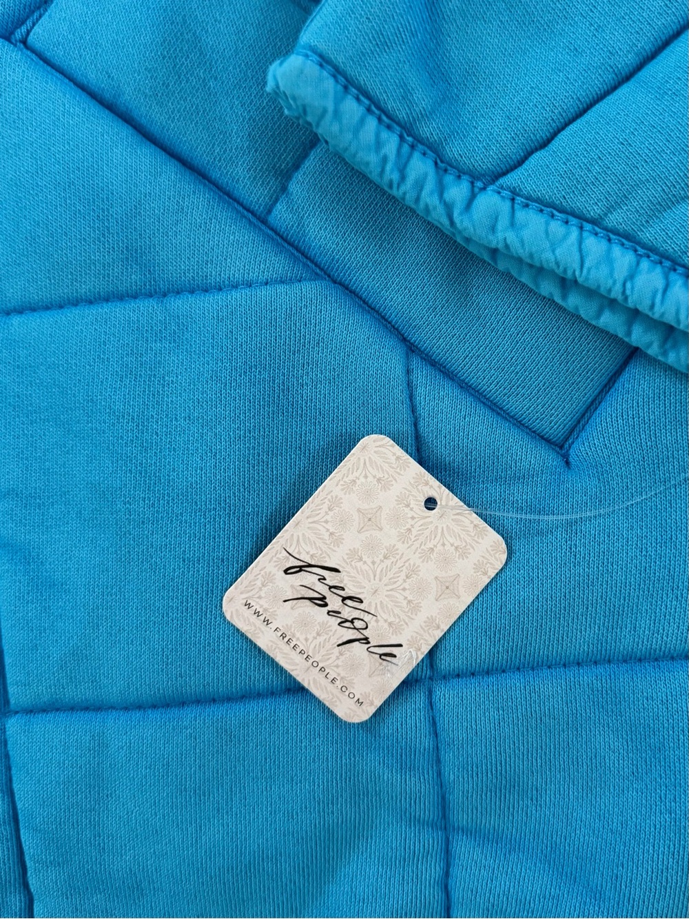 NWT Free People Dolman Quilted Knit Mali Blue Oversized Zip Up Jacket - Picture 5 of 7